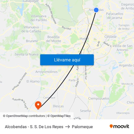 Alcobendas - S. S. De Los Reyes to Palomeque map