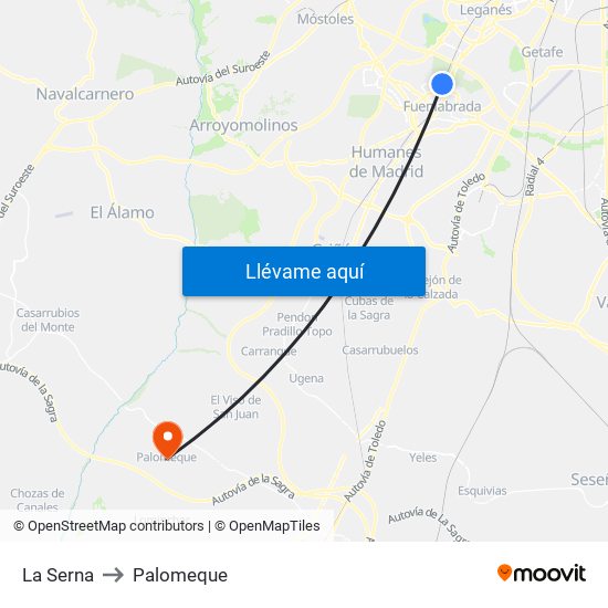 La Serna to Palomeque map