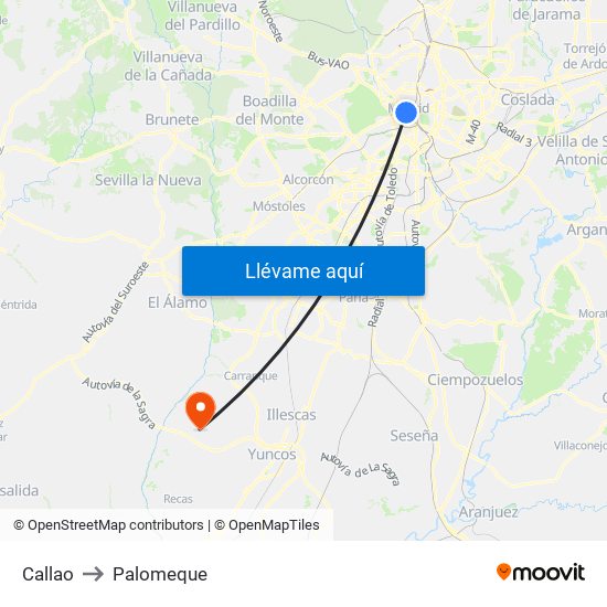 Callao to Palomeque map