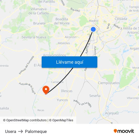 Usera to Palomeque map