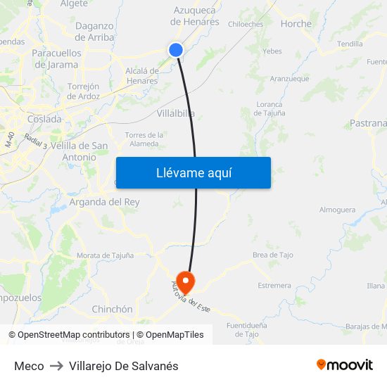 Meco to Villarejo De Salvanés map