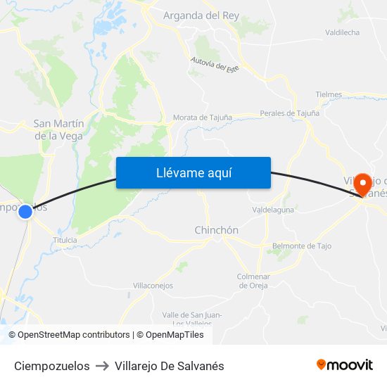 Ciempozuelos to Villarejo De Salvanés map