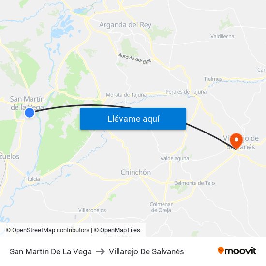 San Martín De La Vega to Villarejo De Salvanés map