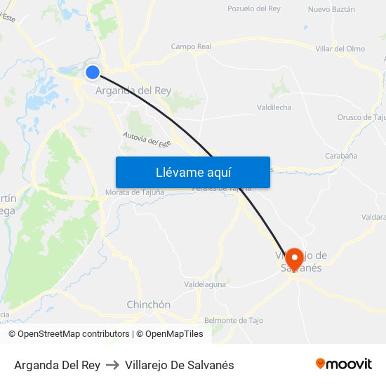 Arganda Del Rey to Villarejo De Salvanés map