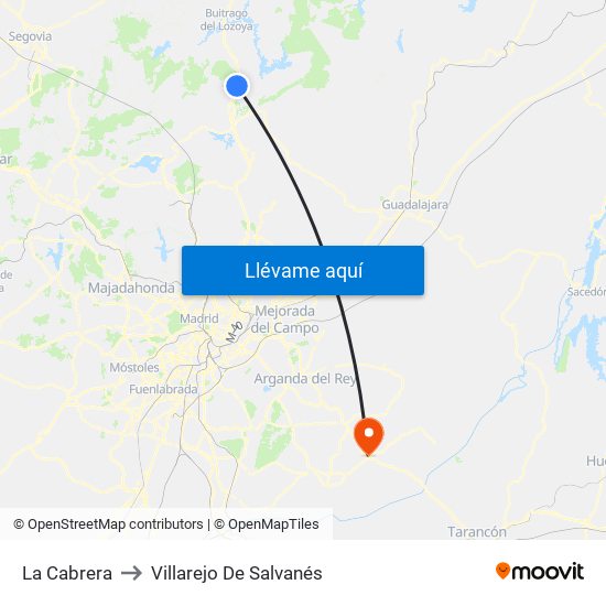 La Cabrera to Villarejo De Salvanés map