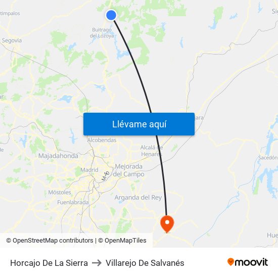 Horcajo De La Sierra to Villarejo De Salvanés map