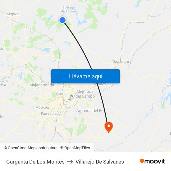 Garganta De Los Montes to Villarejo De Salvanés map