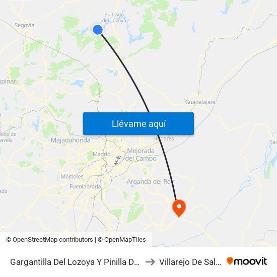 Gargantilla Del Lozoya Y Pinilla De Buitrago to Villarejo De Salvanés map
