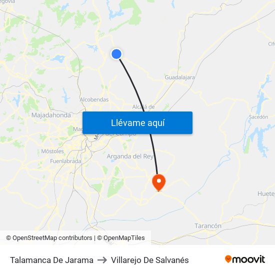 Talamanca De Jarama to Villarejo De Salvanés map