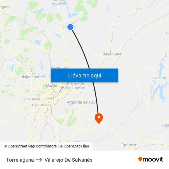 Torrelaguna to Villarejo De Salvanés map