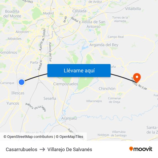 Casarrubuelos to Villarejo De Salvanés map