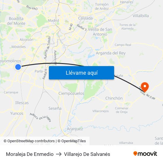 Moraleja De Enmedio to Villarejo De Salvanés map