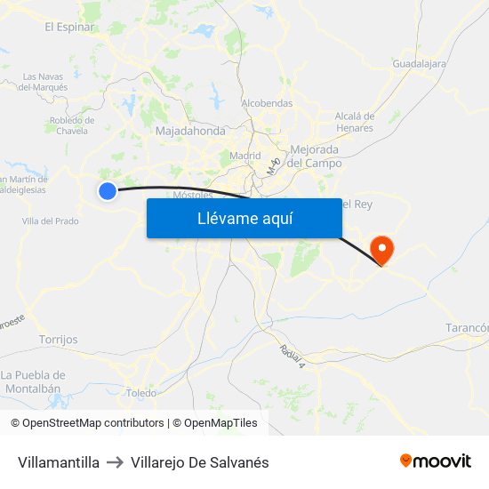 Villamantilla to Villarejo De Salvanés map