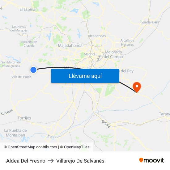 Aldea Del Fresno to Villarejo De Salvanés map