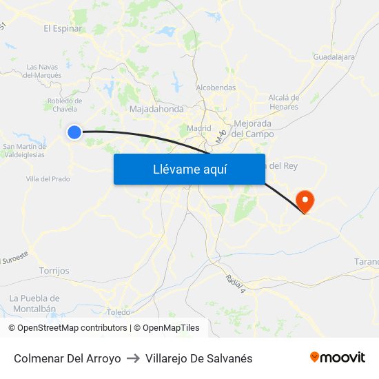 Colmenar Del Arroyo to Villarejo De Salvanés map