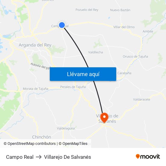 Campo Real to Villarejo De Salvanés map