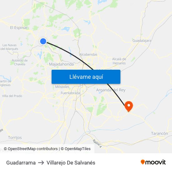 Guadarrama to Villarejo De Salvanés map