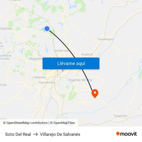 Soto Del Real to Villarejo De Salvanés map