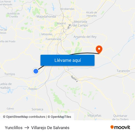 Yunclillos to Villarejo De Salvanés map