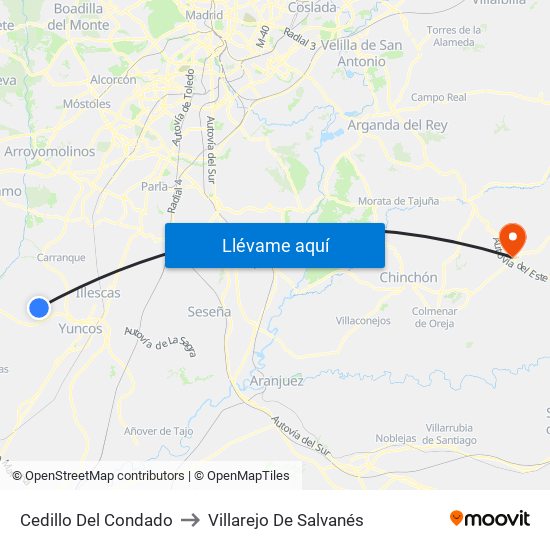 Cedillo Del Condado to Villarejo De Salvanés map