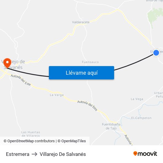 Estremera to Villarejo De Salvanés map