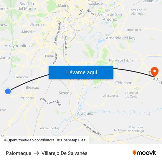 Palomeque to Villarejo De Salvanés map