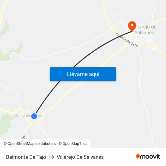 Belmonte De Tajo to Villarejo De Salvanés map
