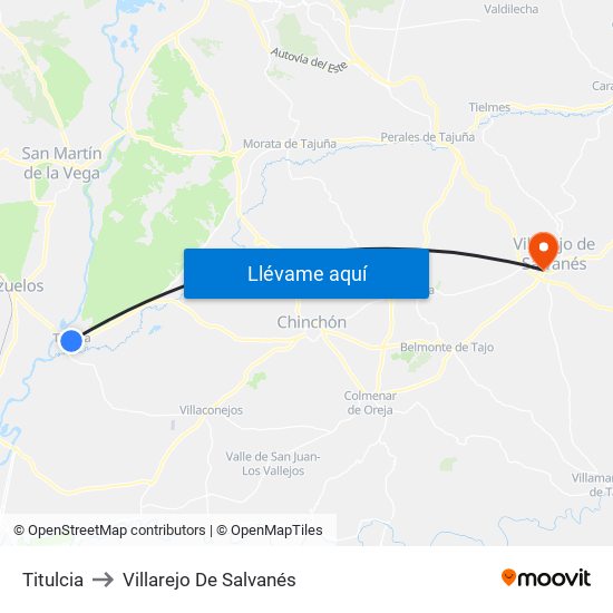 Titulcia to Villarejo De Salvanés map