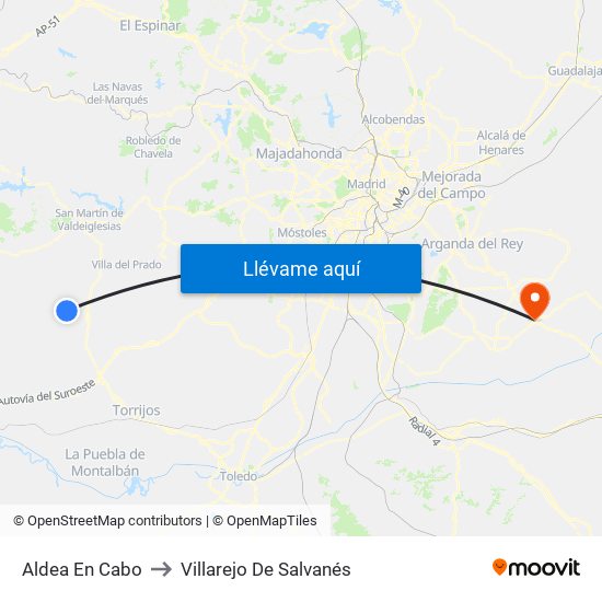 Aldea En Cabo to Villarejo De Salvanés map