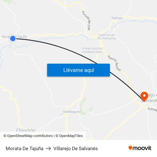 Morata De Tajuña to Villarejo De Salvanés map