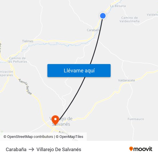 Carabaña to Villarejo De Salvanés map
