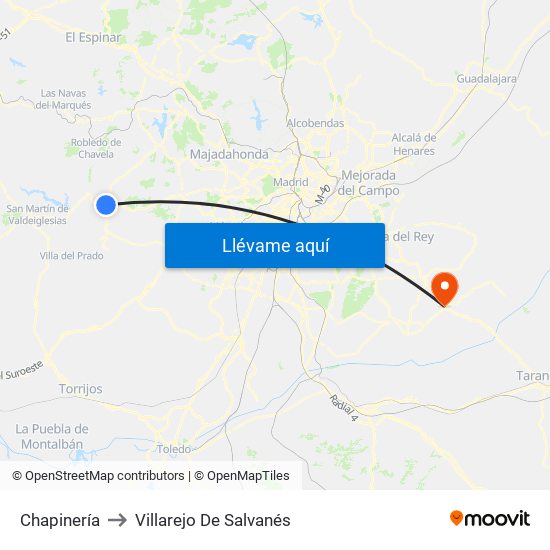 Chapinería to Villarejo De Salvanés map