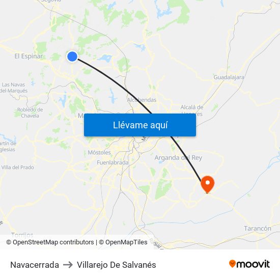 Navacerrada to Villarejo De Salvanés map