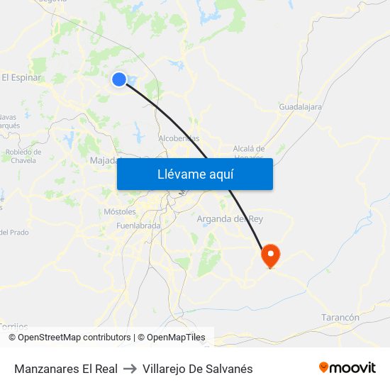 Manzanares El Real to Villarejo De Salvanés map