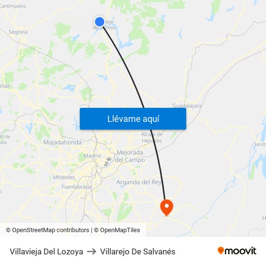 Villavieja Del Lozoya to Villarejo De Salvanés map