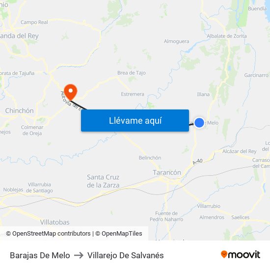 Barajas De Melo to Villarejo De Salvanés map