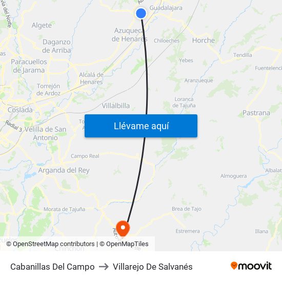 Cabanillas Del Campo to Villarejo De Salvanés map