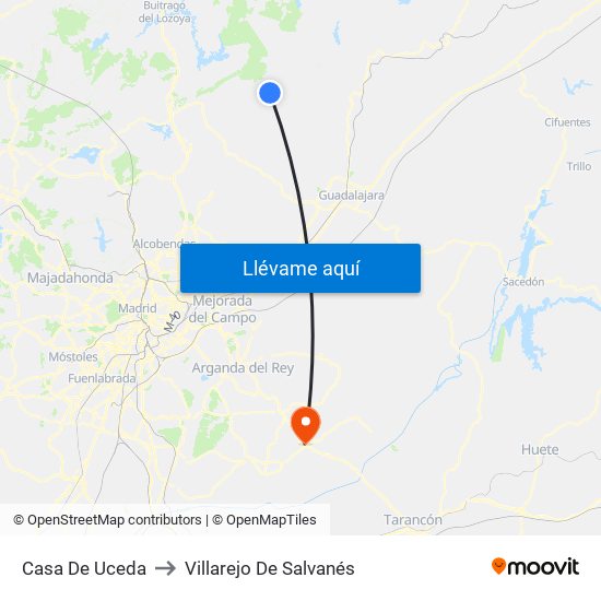 Casa De Uceda to Villarejo De Salvanés map
