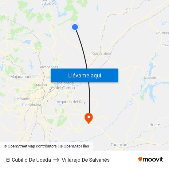 El Cubillo De Uceda to Villarejo De Salvanés map