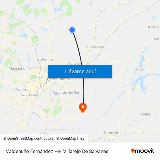 Valdenuño Fernández to Villarejo De Salvanés map