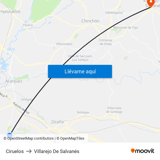 Ciruelos to Villarejo De Salvanés map
