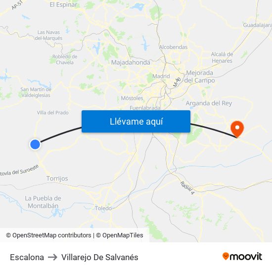 Escalona to Villarejo De Salvanés map