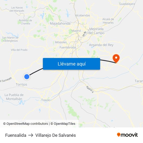 Fuensalida to Villarejo De Salvanés map