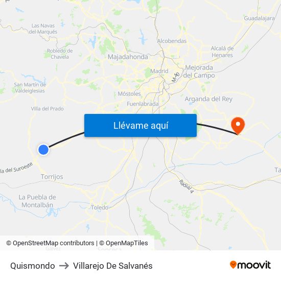 Quismondo to Villarejo De Salvanés map