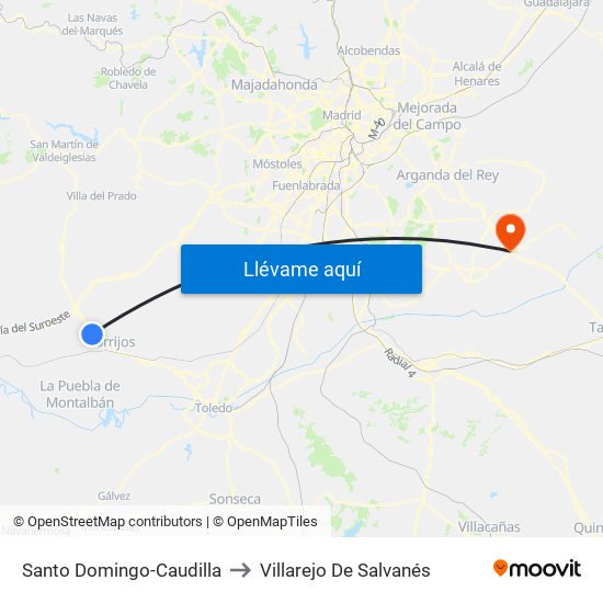 Santo Domingo-Caudilla to Villarejo De Salvanés map