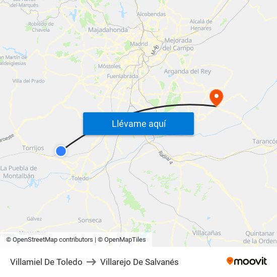 Villamiel De Toledo to Villarejo De Salvanés map