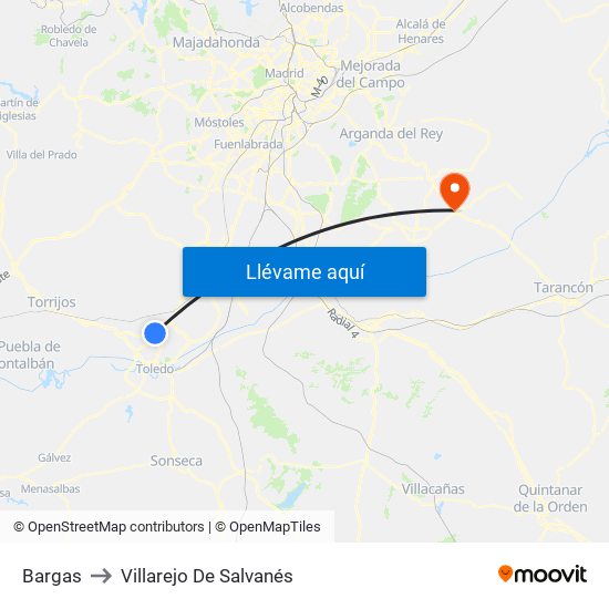 Bargas to Villarejo De Salvanés map