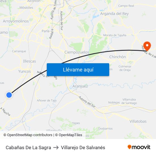 Cabañas De La Sagra to Villarejo De Salvanés map