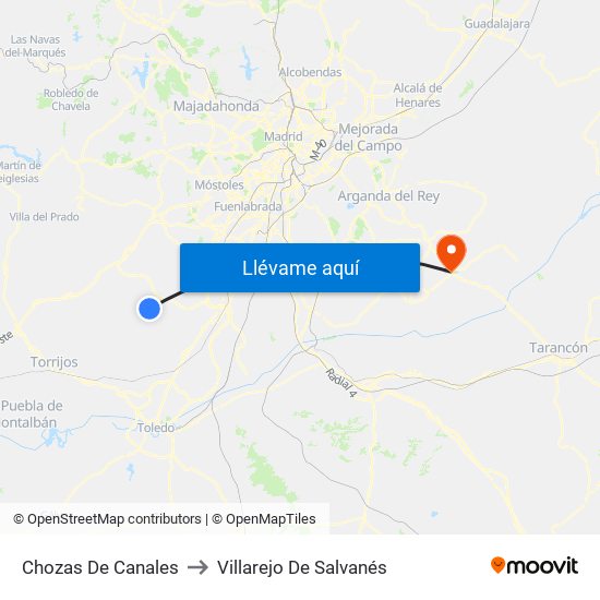 Chozas De Canales to Villarejo De Salvanés map