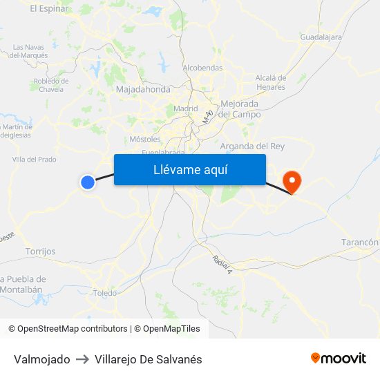 Valmojado to Villarejo De Salvanés map